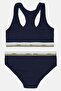 Women 2 Pieces Non Padded Bralette And Underwear Set, Navy - 2