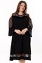 Round Neck Chest Skirt and Sleeve Lace Detail Long Flounced Sleeve Flexible Midi Dress with Shoulder Window - 2