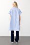 Side Slit Striped Poplin Tunic Light Blue 9283 - 8