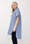 Side Slit Striped Poplin Tunic Blue 9283 - 6