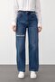 High Waist Wide Leg Ripped Jeans Blue 7575 - 2
