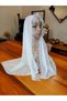 Real Handcrafted Needle Embroidered Handcrafted Prayer, Mevlüt Headscarf. White Color.Prayer. Dowry Embroidered Writing - 8