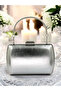 Silver Gray Lame Wrinkled Skin Leather Metallic Color Chain Strap Evening Dress Bag Wedding Engagement Graduation - 2