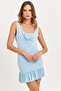 Women's Cyan Degaje Collar Mini Dress Hor0078 - 3