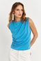 Women's Blue Drawstring Blouse Yz625 - 3
