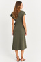 Women's Khaki Double Breasted Midi Dress Ey3044 - 4