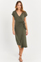 Women's Khaki Double Breasted Midi Dress Ey3044