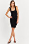 Women's Black Shoulder Strap Camisole Mini Dress Uro203