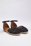 Black Knit Detailed Ankle Strap Almond Toe Women's Espadrille Takss25Es00000 - 4