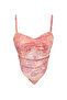 Pembe Baskılı Crop Asimetrik Etek Uçlu Tül Örme Bluz TWOSS23BZ00566 - 8