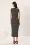 Black Striped Maxi Striped Knitwear Dress Twoss25El00508 - 4