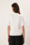 Ekru Polo Yaka Saç Örgülü Premium İplik / Özel İplik Triko İnce Bluz TWOSS25BZ00333 - 6