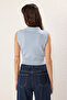 Açık Mavi Polo Yaka Premium İplik / Özel İplik Triko İnce Bluz TWOSS25BZ00368 - 4