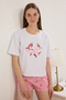 Beyaz %100 Pamuklu Çizgili Biber Desenli Şortlu Örme Pijama Takımı THMSS25PT00261 - 3