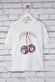 Ekru Kalın Pamuklu Kiraz Baskılı Oversize/Geniş Kalıp Örme T-Shirt TWOSS25TS00122 - 5