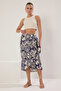Multicolor Lacing Detailed Patterned Midi Length Woven Skirt Twoss25Et00157