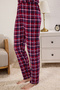 Bordo Ekoseli Yumuşak Hissiyatlı Fırçalı Kumaş Uyku Bantlı Örme Pijama Takımı THMAW24PT00100 - 4