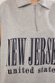 Gri Melanj Slogan Baskılı Oversize/Geniş Kalıp Örme T-Shirt TWOSS25TS00116 - 3