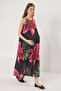 Black Maxi Length Tie-Neck Knitted Stretchy Maxi Dress TWOSS23EL02372 - 5