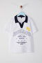 White Boy's 100% Cotton Slogan Printed Polo Collar Short Sleeve Knitted T-Shirt Tkdss25Ts00080 - 3