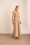 Beige Metal Button Detailed Belted Long Dress - 2