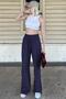 Navy Blue Wide Leg Muslin Women's Trousers MG1980 - 2