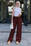 Burgundy Wide Leg Muslin Women's Trousers Mg1980 - 4