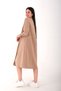 Women's Wide Cut Dress with Pleats on the Sides - Brown - 2