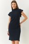Women's Navy Blue Half Turtleneck Mini Knitwear Dress 60261408 - 4