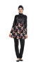 Women's Black Patterned Long Sleeve Hijab Swimsuit Hzl25S-Ar273/01