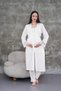 Women's Ecru Lace Cotton Maternity Pajama Set of 3 with Dressing Gown - 6