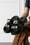 Women's Stylish Figured Buckle Detailed High Sole Eva Comfortable Slippers