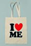 I Love Me Printed 100% Cotton Raw Cloth Beige Bag