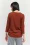 Women Round Neck Stripe Long Sleeve Top, Brown - 3