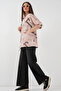 20226 Patterned Oversize Shirt - Beige - 4