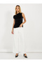 Asymmetric Neck Velvet Look Top - 2
