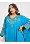 Embroidered Batwing Sleeve Jalabiya with V Neck - 4