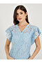 Lace Insert Frill Sleeves Mermaid Hem Maxi Dress - 4