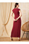 Surplice V Neck Maxi Dress with Buckle Accent - 6