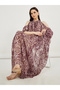 All-Over Print Tie-Up Neck Kaftan Maxi Dress