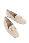 Women's Beige Stone Buckle Detailled Angled Toe Knitted Ballet Ballet - 2