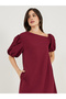 Asymmetric Neck Puff Sleeve Shift Maxi Dress - 2