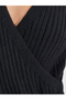 Rib Knitted Mock Wrap Top with Tie Detail - 3