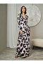 Leopard Print V Neck Wrap Front Maxi Dress - 3