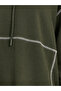 Contrast Overlock Stich Hooded Sweatshirt Midi Dress - 3
