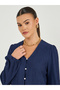Textured Balloon Sleeve V Neck Blouse - 5