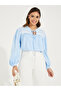 Embroidery Detail Tie-Up Neck Blouse - 3