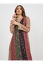 Printed Color Block Jalabiya with Lace Trim Detail - 3