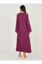 Solid Tasselled Long Sleeve Shift Maxi Dress - 5