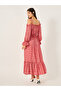 Ditsy Print Off Shoulder A-Line Midi Dress - 5
